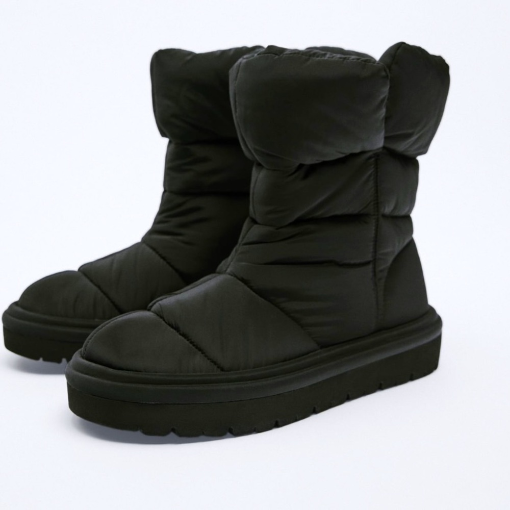 Zara Black Quilted Ankle Boots